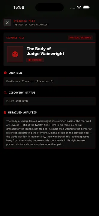 PERDIFY evidence file detailing forensic analysis of the victim