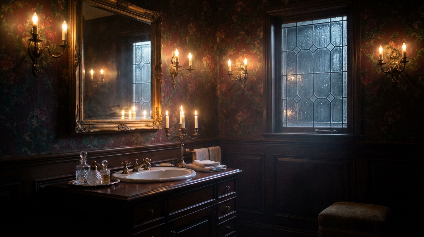 Powder Room location art from dinner-party