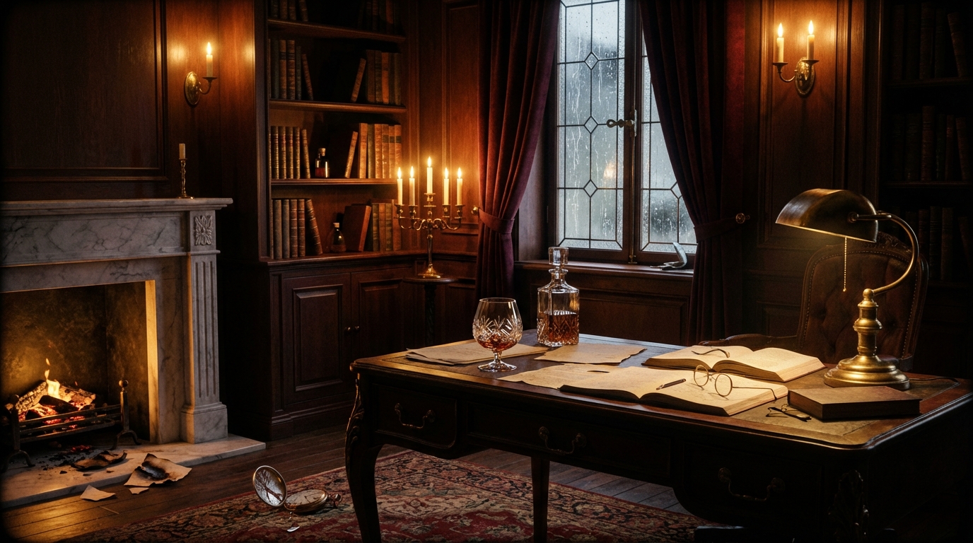 Lord Ashworth's Study location art from dinner-party